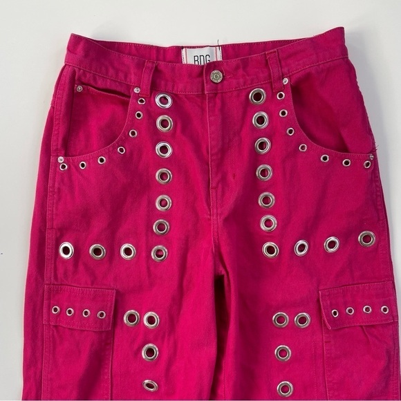 Urban Outfitters BDG Maxo Grommet Cargo Jean in Pink Denim Y2K Size 28 - Picture 4 of 12